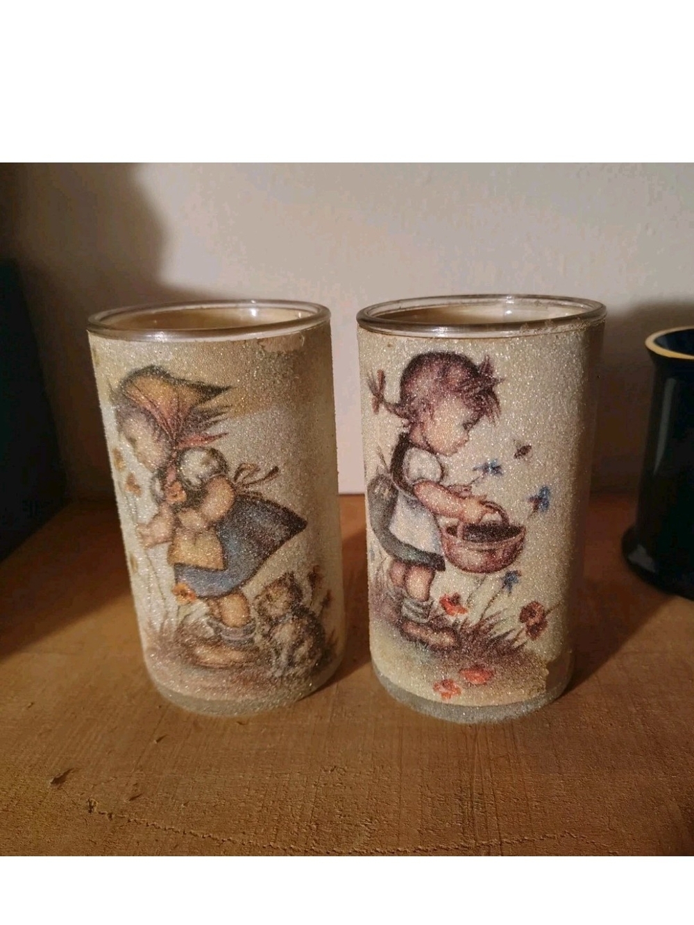 Vintage Children's Illustration Glass Tumblers - Sanded Finish